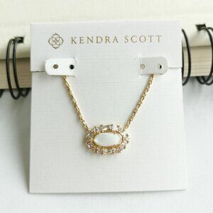 Kendra Scott | Elisa Crystal Frame | Ivory Mother-of-Pearl Gold Necklace